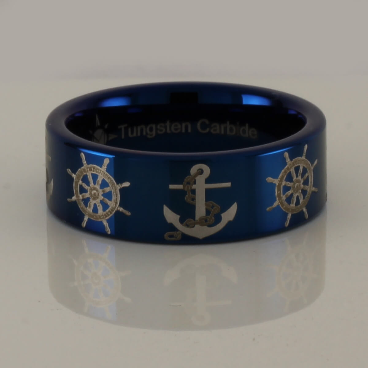 Tungsten Anchor and Boat Wheel Ring