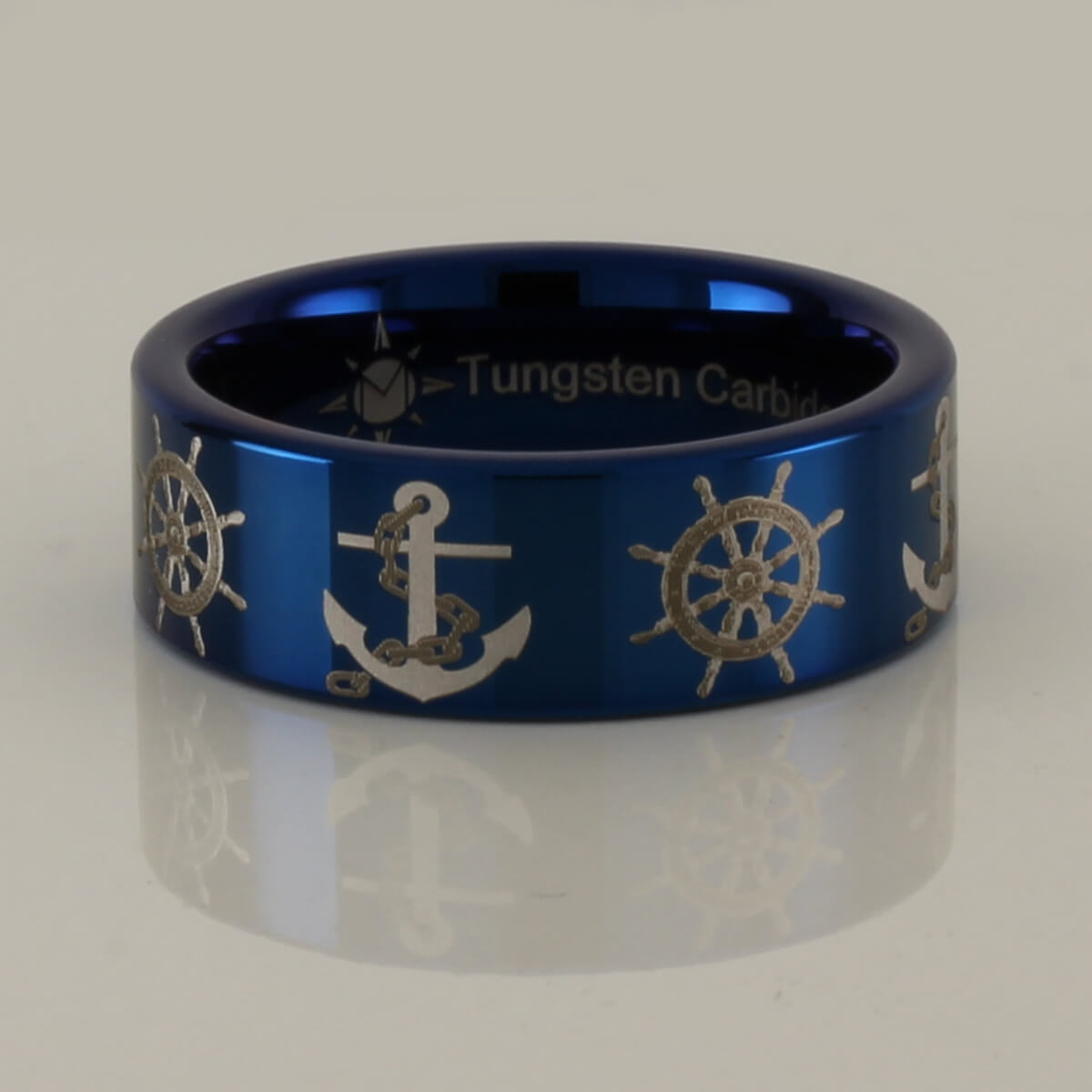 Tungsten Anchor and Boat Wheel Ring