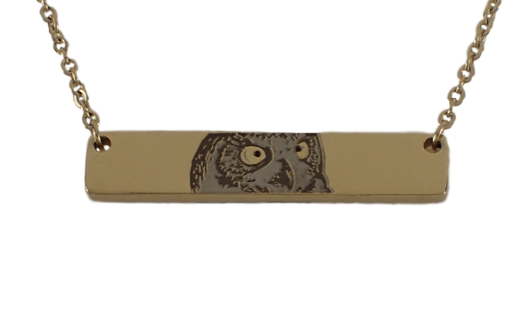 Stainless Steel Owl Bar Pendant Necklace