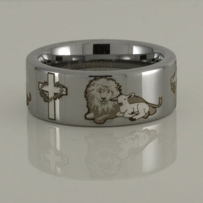 Lion and the Lamb Tungsten Ring