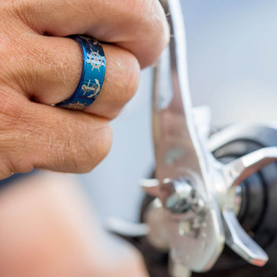 Tungsten Anchor and Boat Wheel Ring