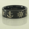 Tungsten Anchor and Boat Wheel Ring