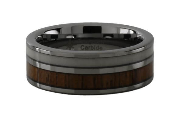 Wood with Antler Inlay Tungsten Ring