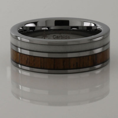 Wood with Antler Inlay Tungsten Ring