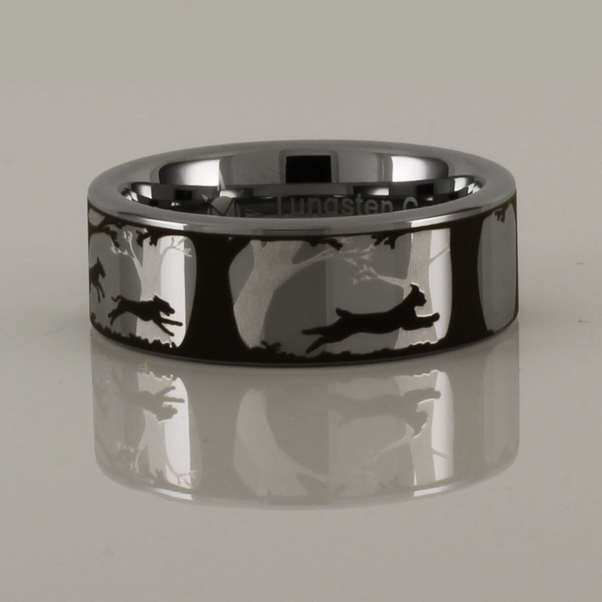 Dogs and Bobcat Tungsten Carbide Ring