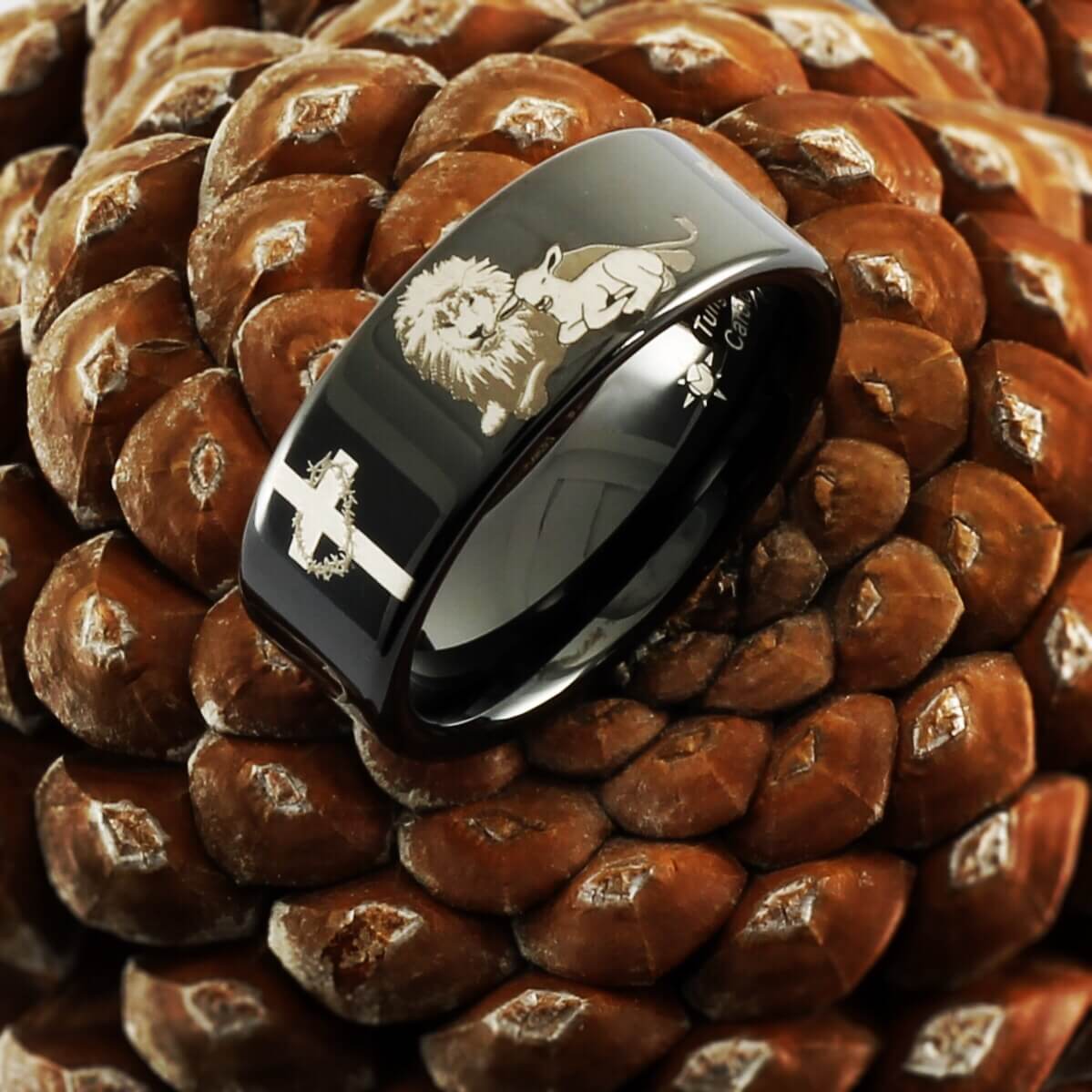 Lion and the Lamb Tungsten Ring