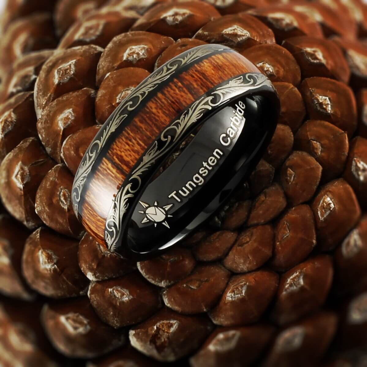 Vintage Dome Wood Inlay Ring