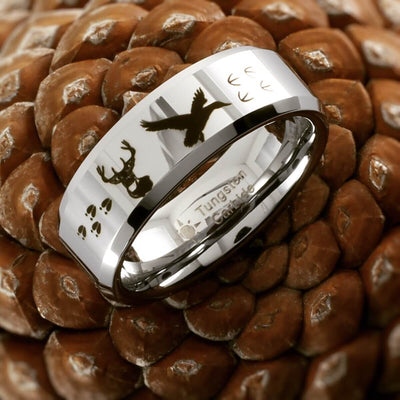 Deer and Duck Tungsten Ring