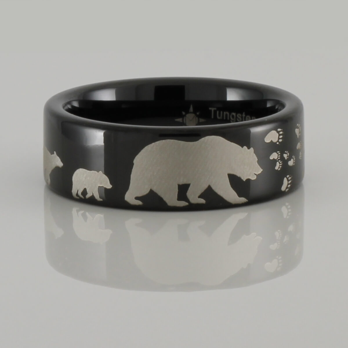 Tungsten Bear and Cubs Ring