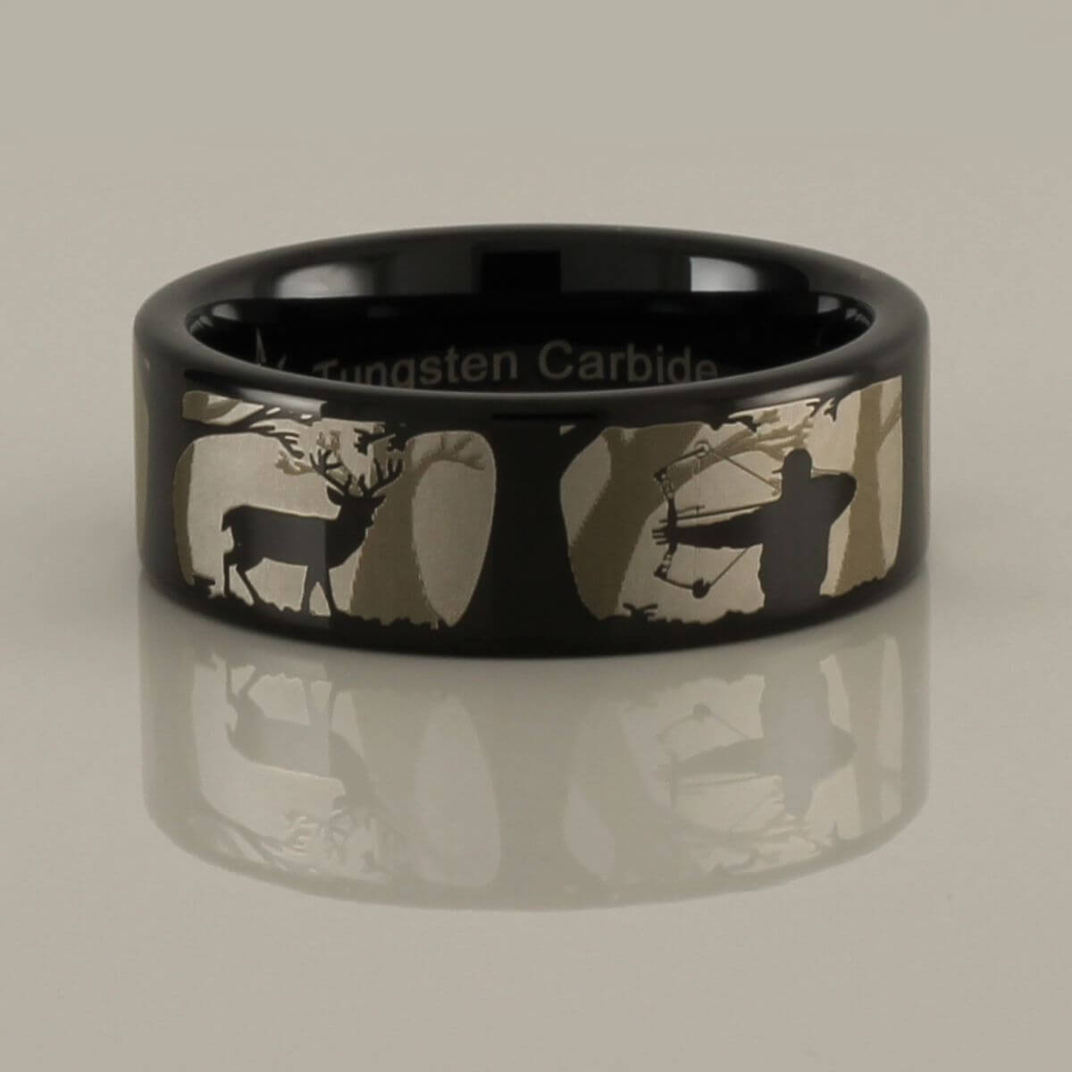 Tungsten Carbide Bowhunting Scene Ring