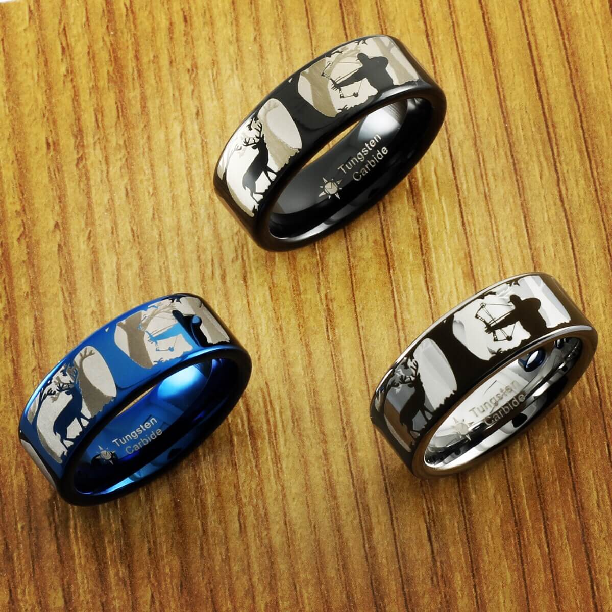 Tungsten Carbide Bowhunting Scene Ring
