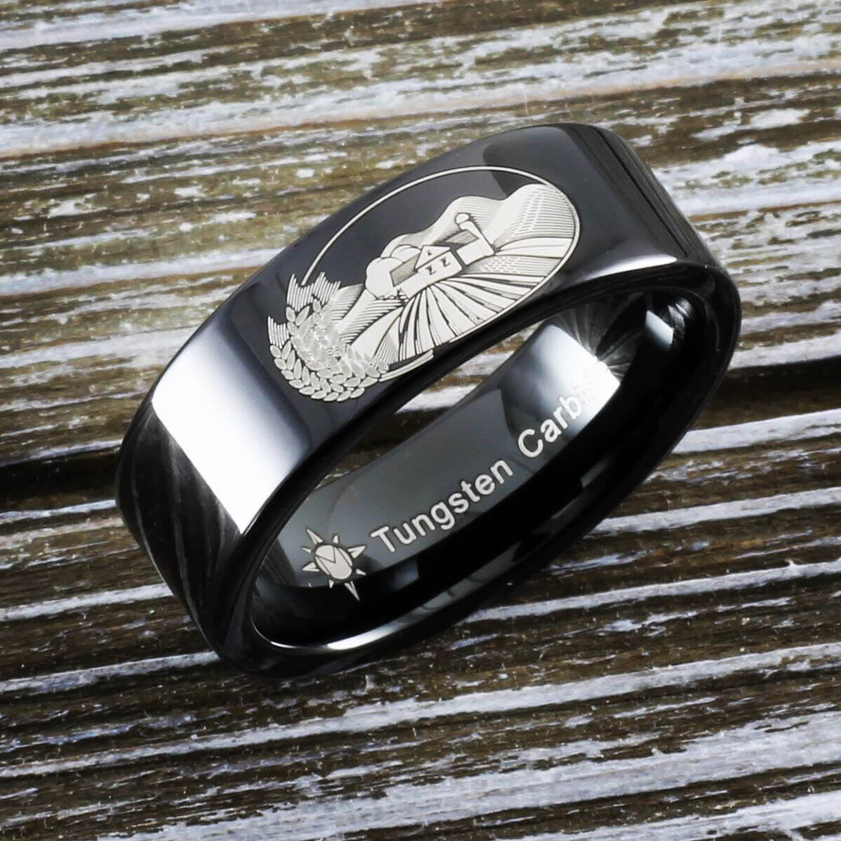 Tungsten Farm Scene Ring