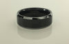 Black with Silver Bevel Tungsten Ring