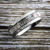 Hammered Antler Inlay Tungsten Ring