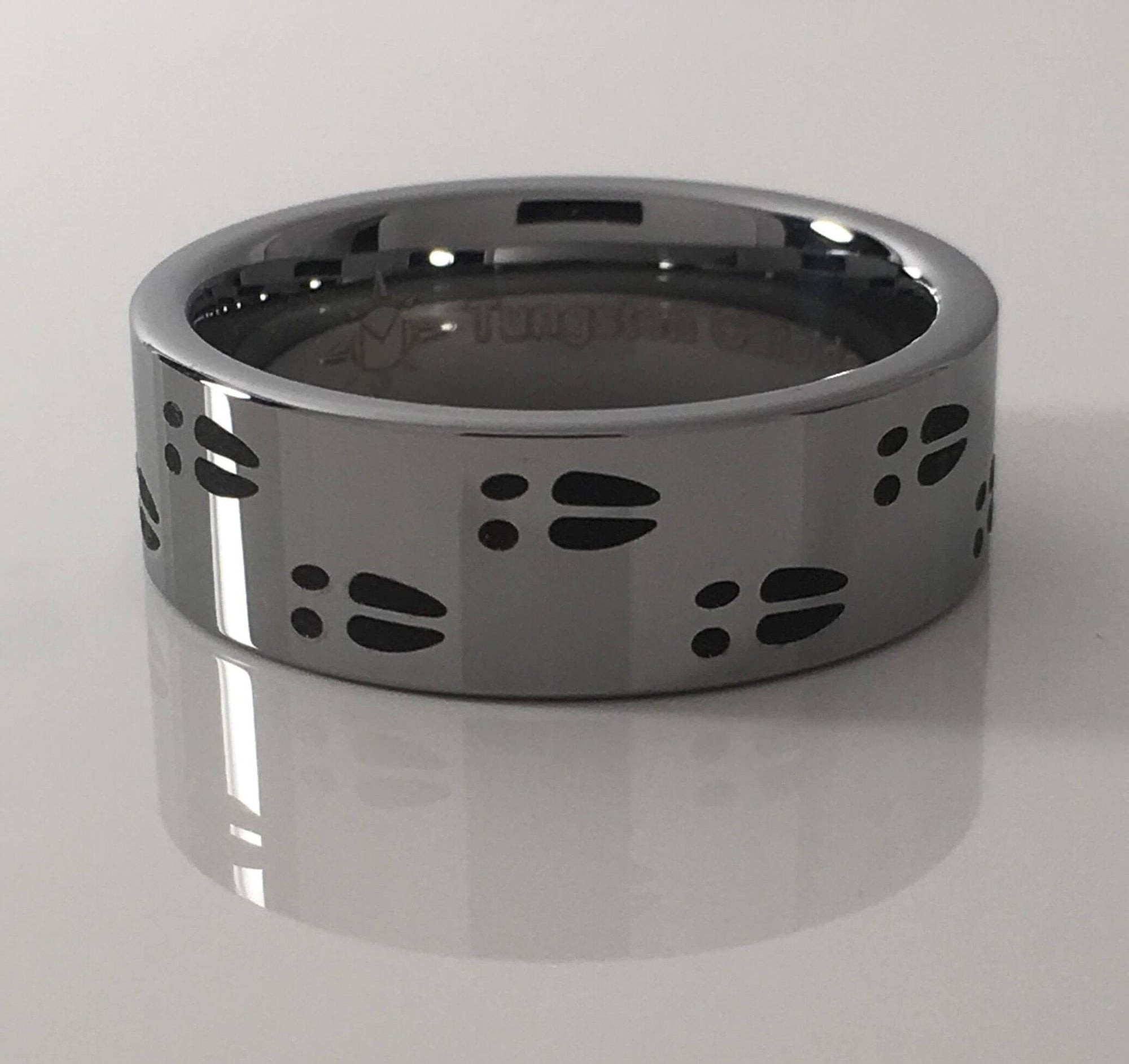 Tungsten carbide deer track 8mm ring