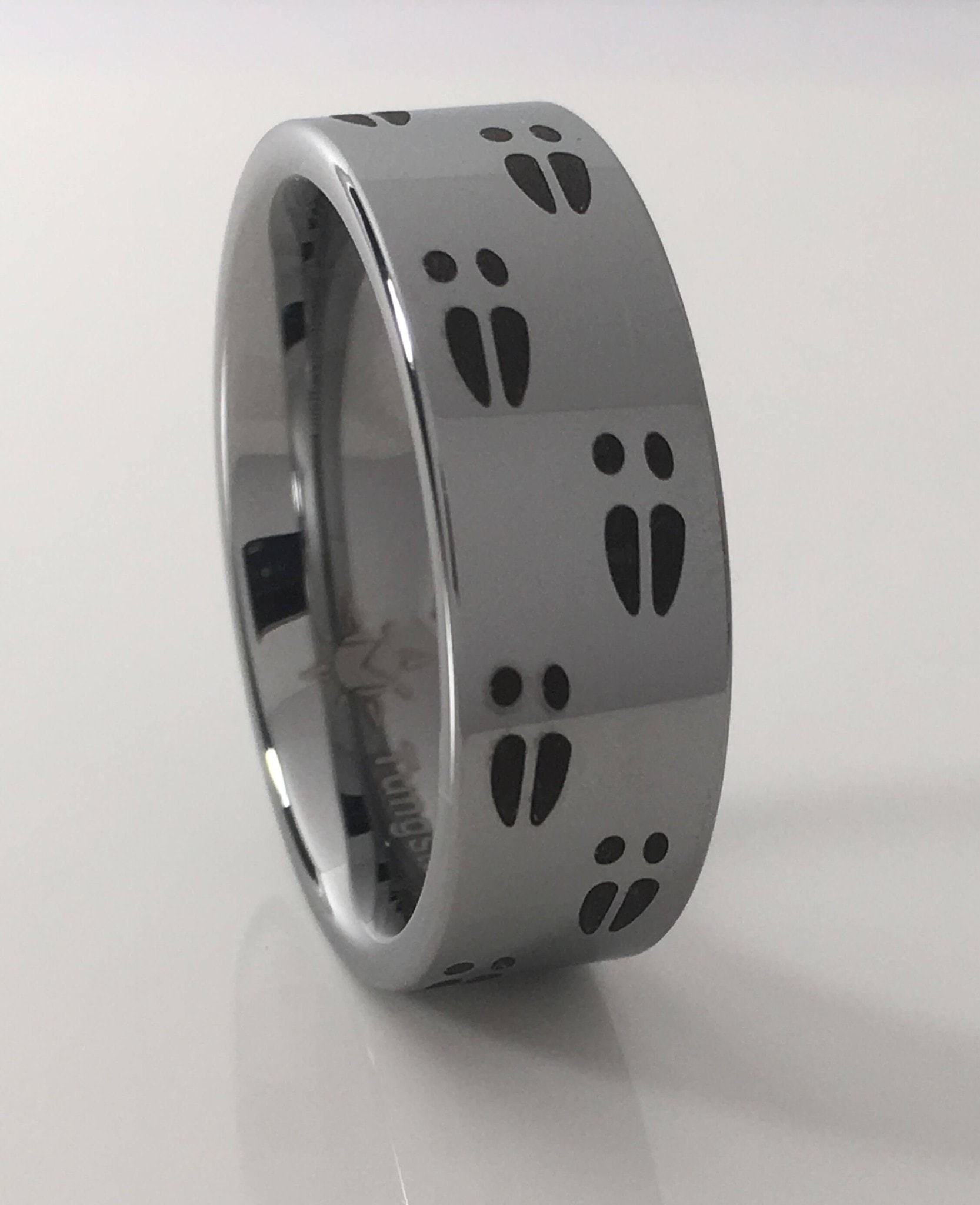 Tungsten carbide deer track 8mm ring