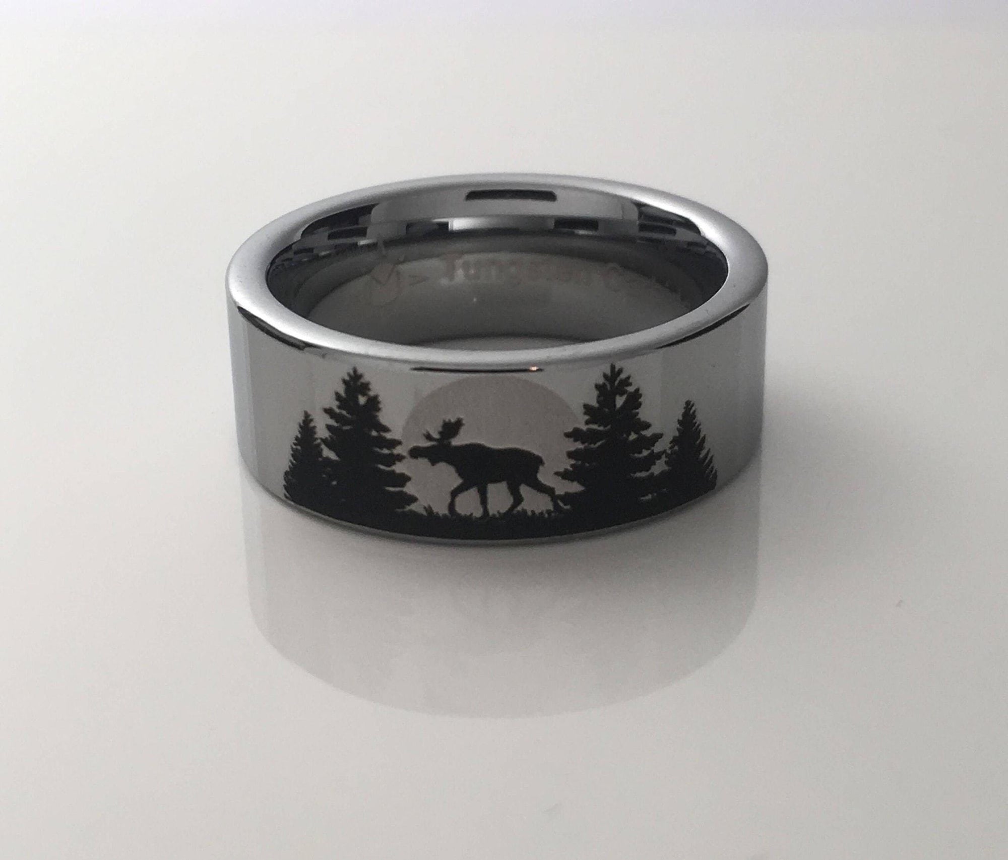Tungsten Moose Forest Moon Ring