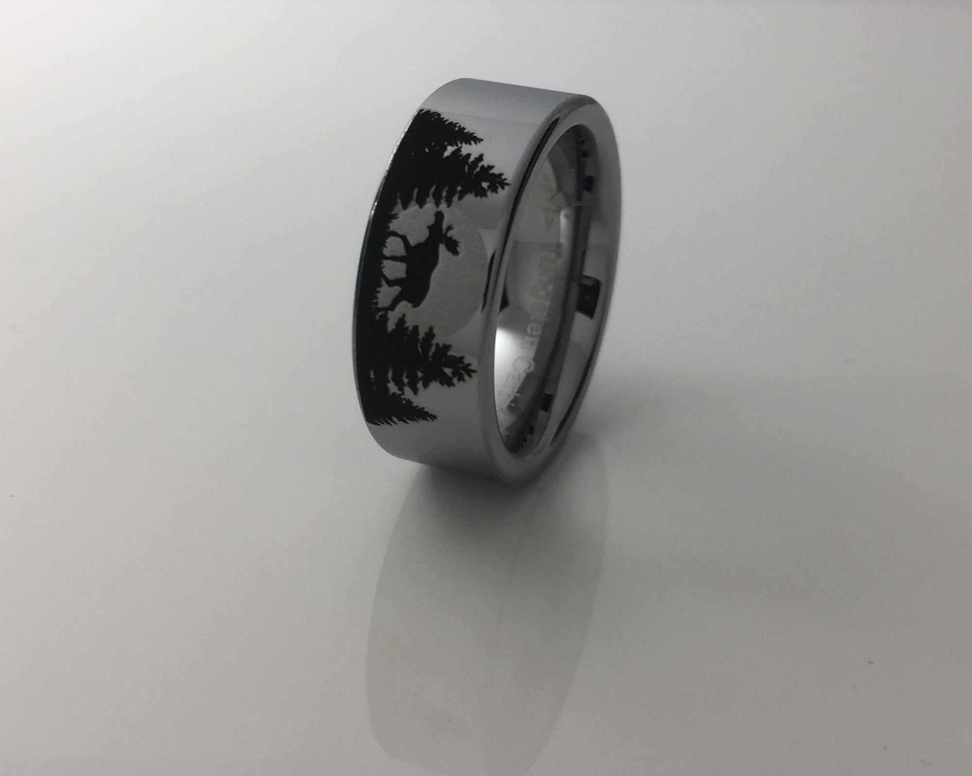 Tungsten Moose Forest Moon Ring