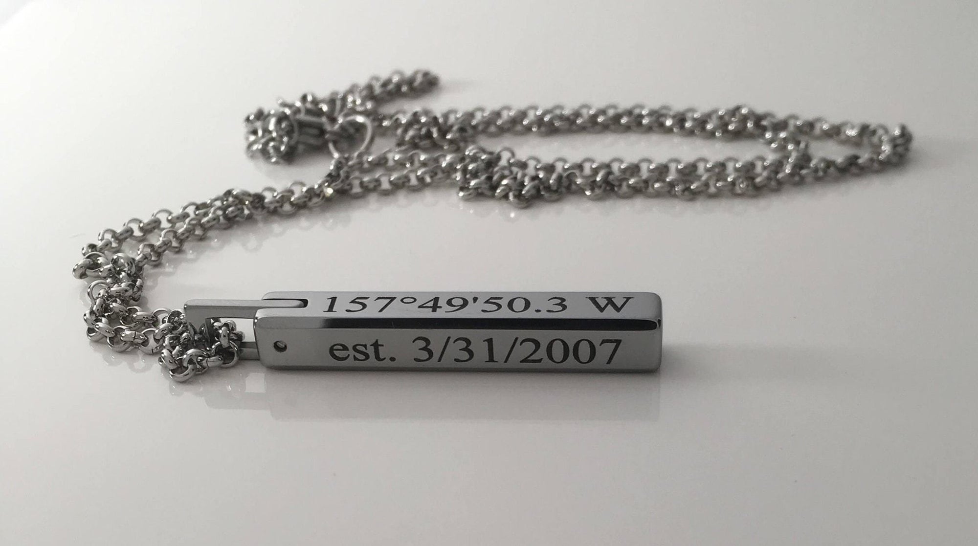 Tungsten Bar Pendant Necklace
