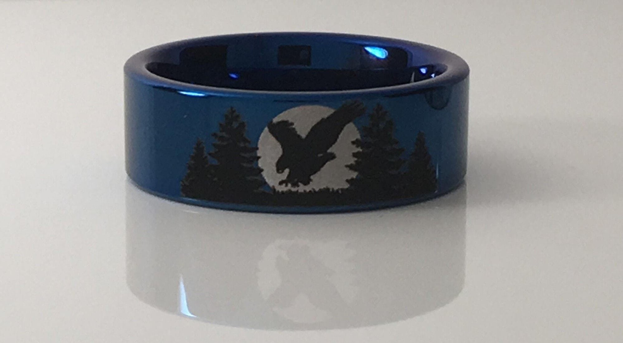 Eagle and Forest Tungsten Ring
