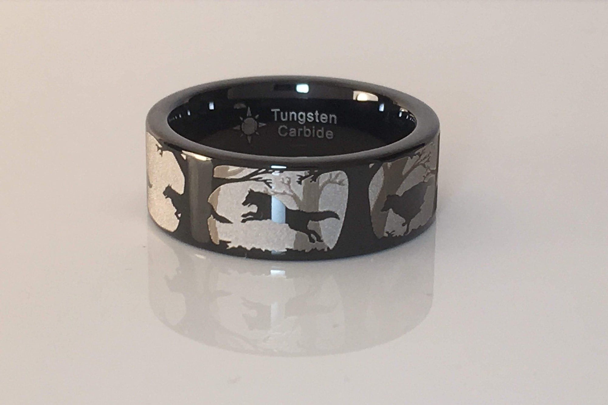 Wolves Running Forest Scene Ring