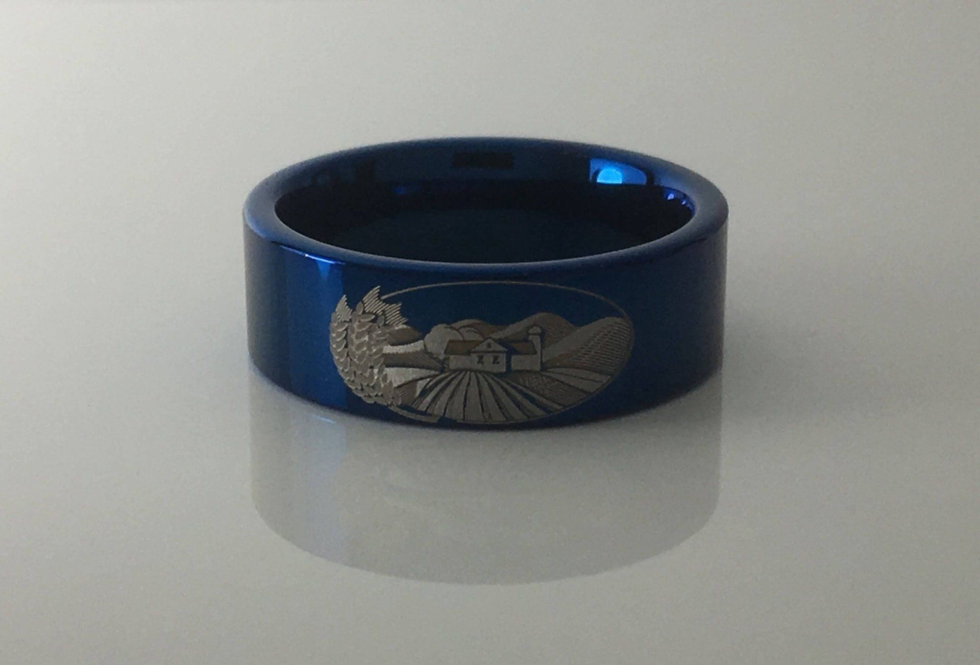 Tungsten Farm Scene Ring