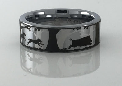 Tungsten Carbide Hogs and Dogs Ring