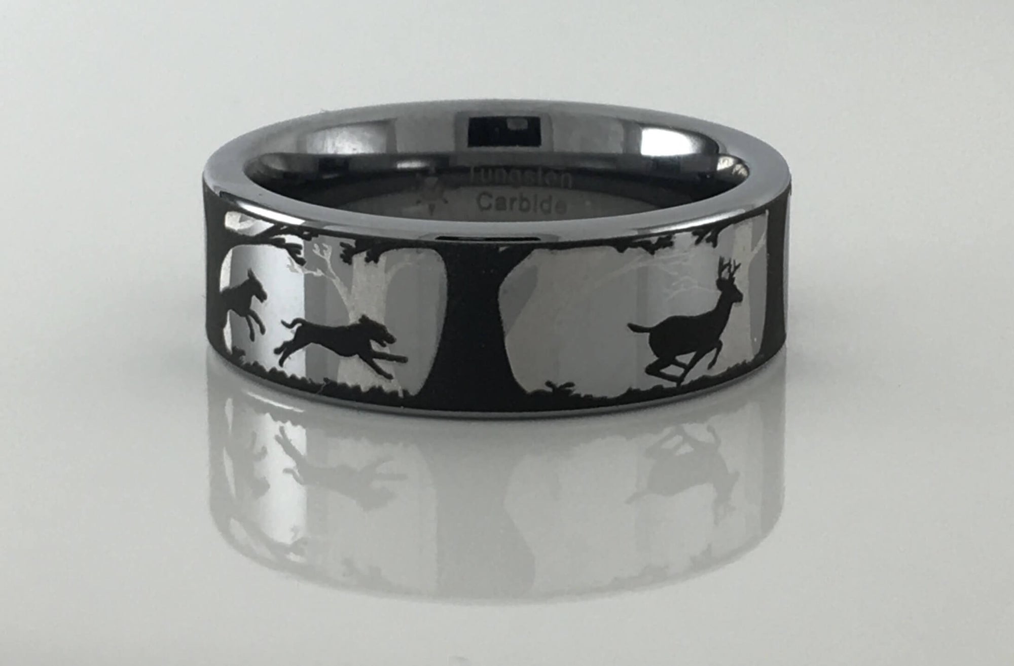 Deer and Dogs Tungsten Carbide Ring