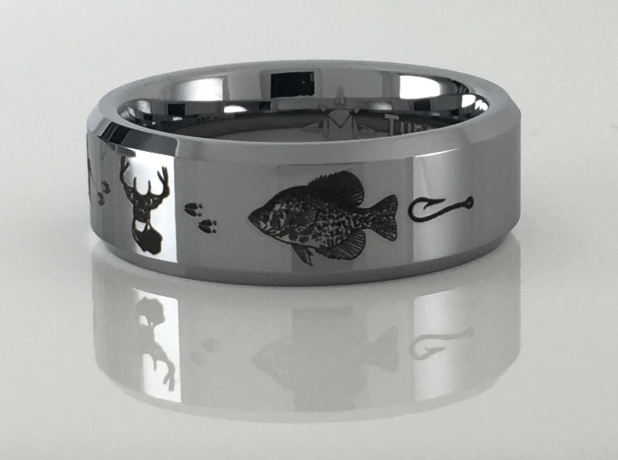 Tungsten Carbide Catfish Deer Crappie Ring