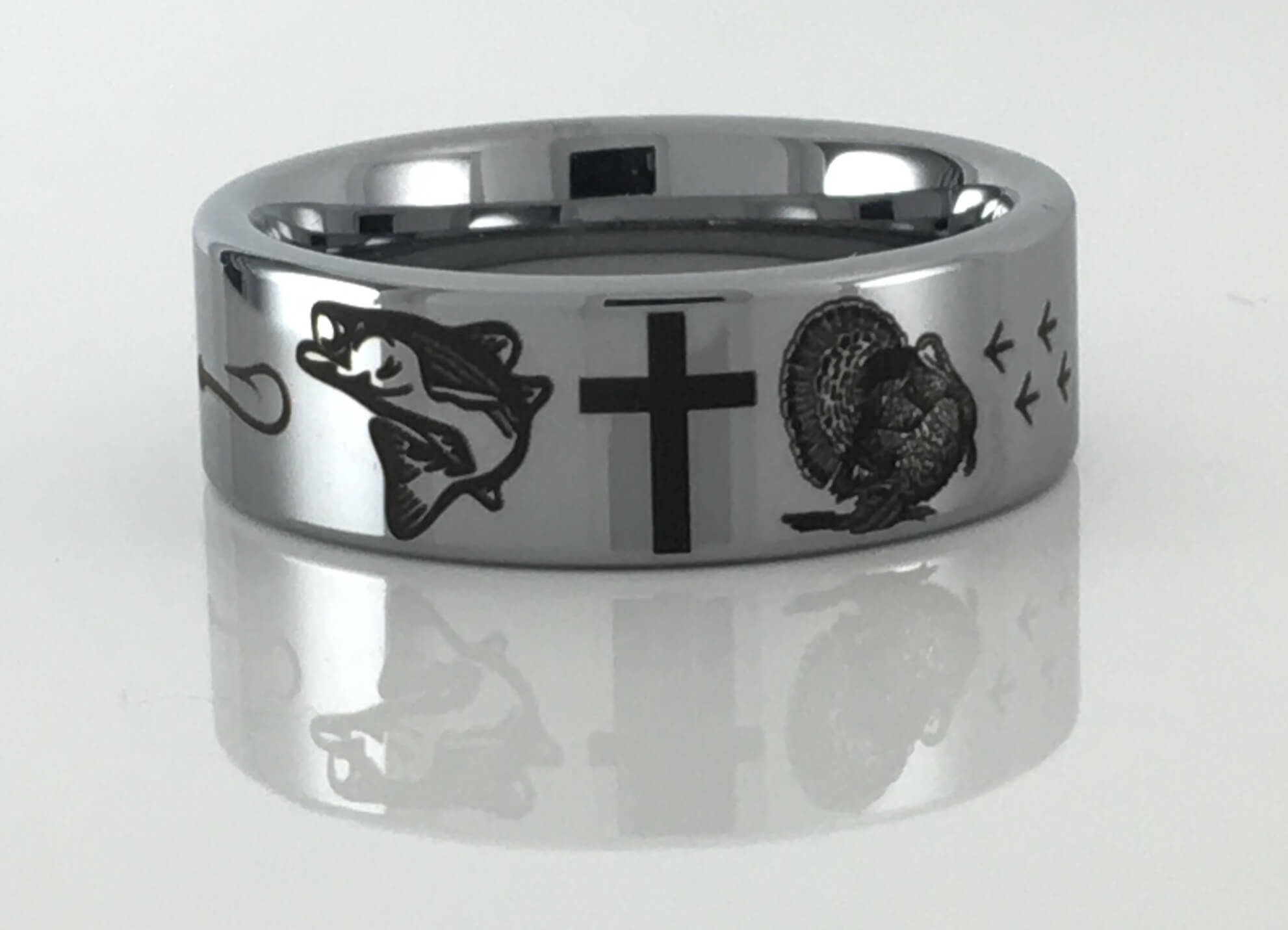 Tungsten Carbide Turkey Cross Bass Ring