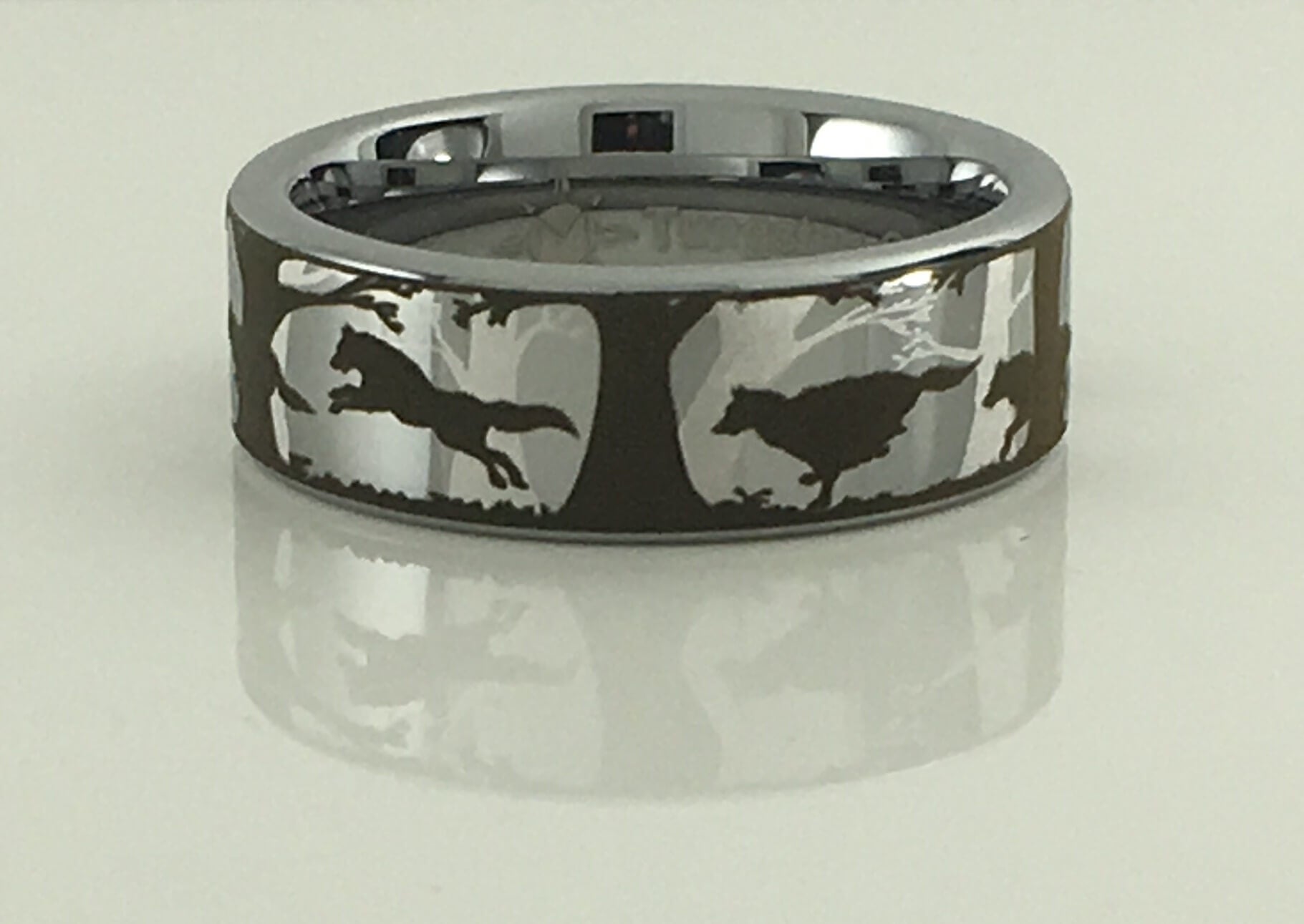 Wolves Running Forest Scene Ring