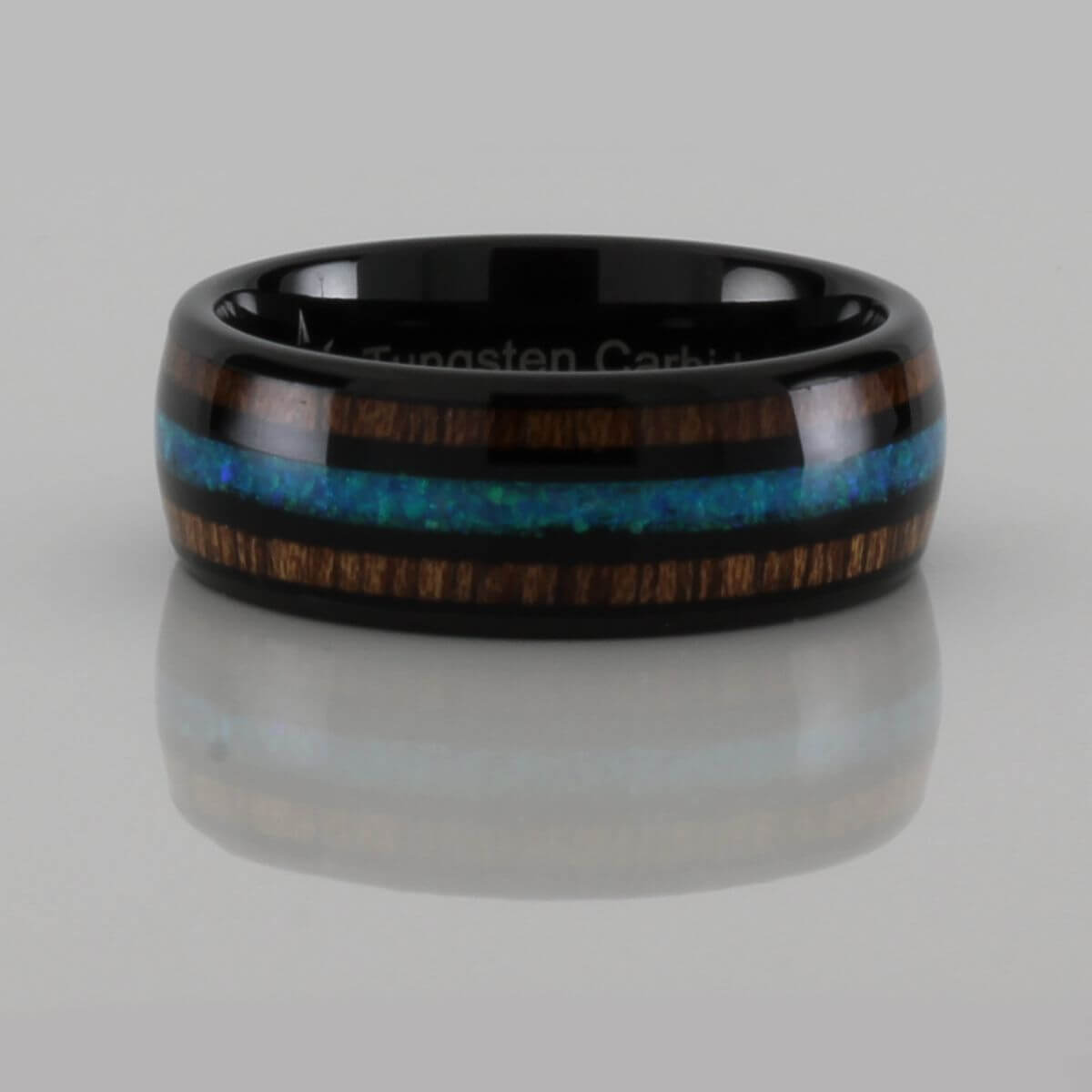 Wood with Opal Pattern Tungsten Ring