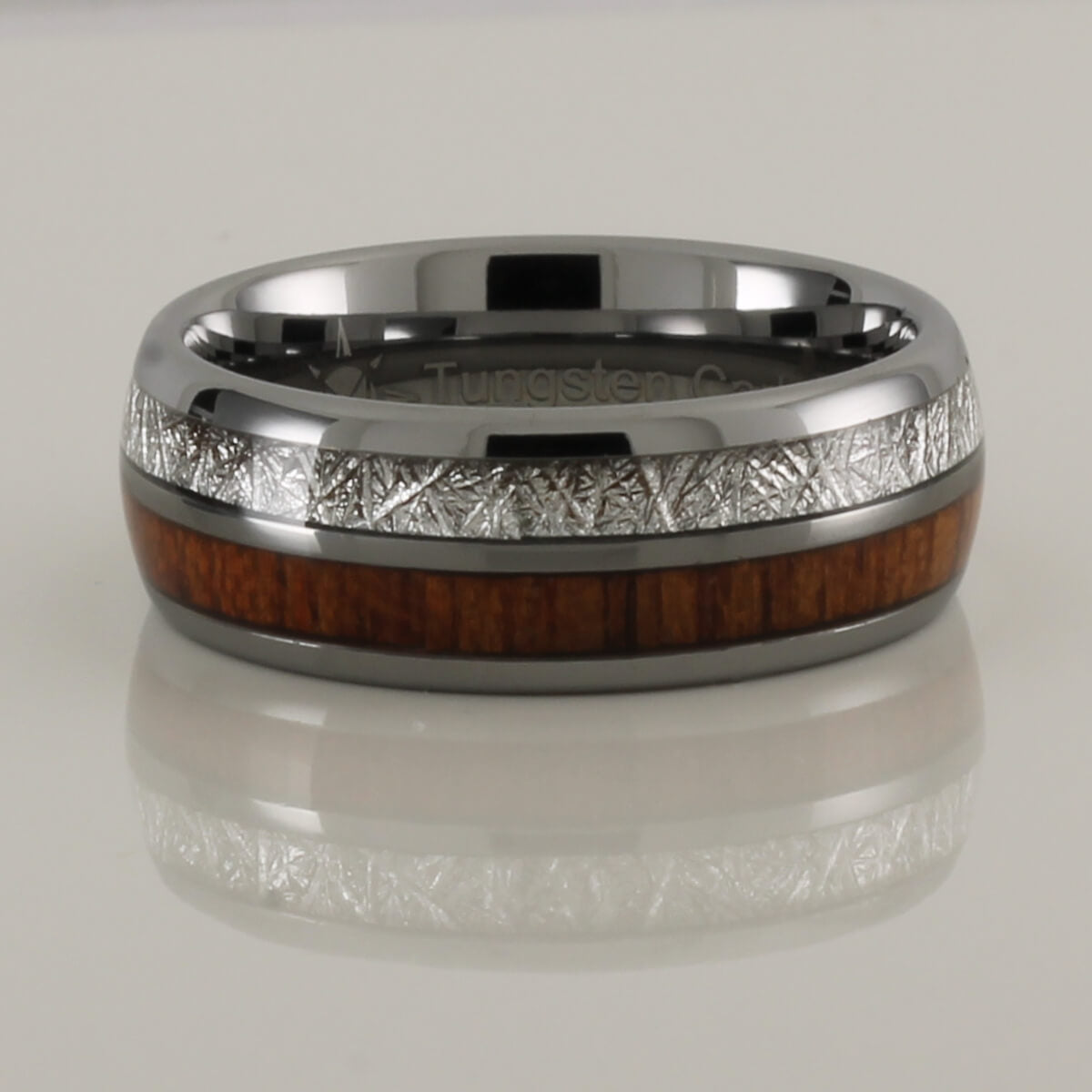 Wood with Meteorite Pattern Tungsten Ring