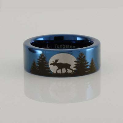 Tungsten Moose Forest Moon Ring