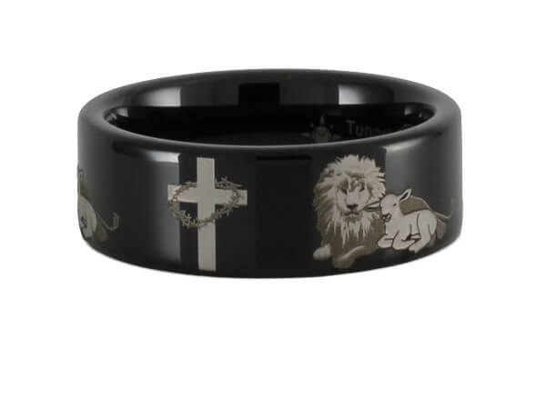 Lion and the Lamb Tungsten Ring