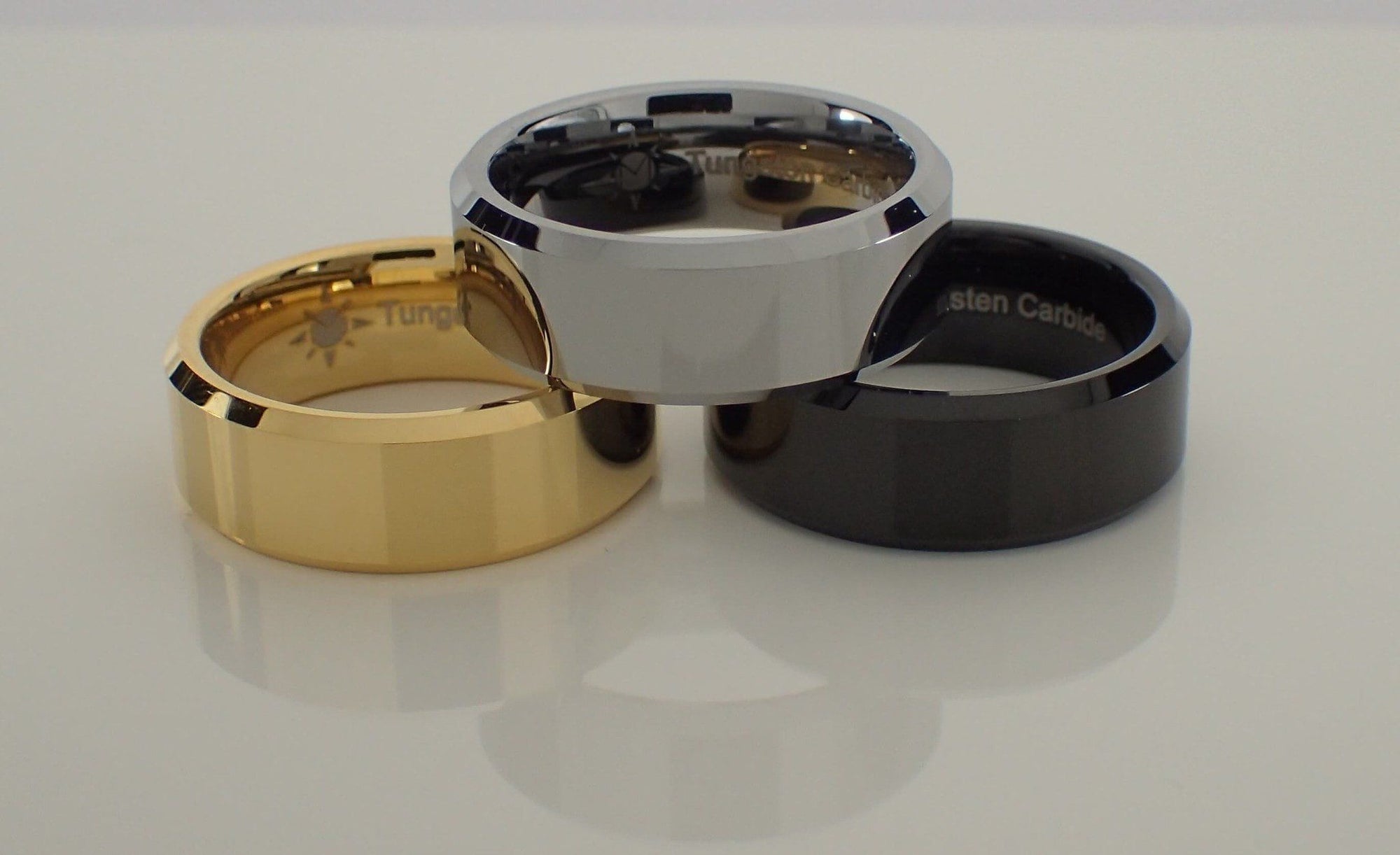 8mm Tungsten Carbide Beveled Ring