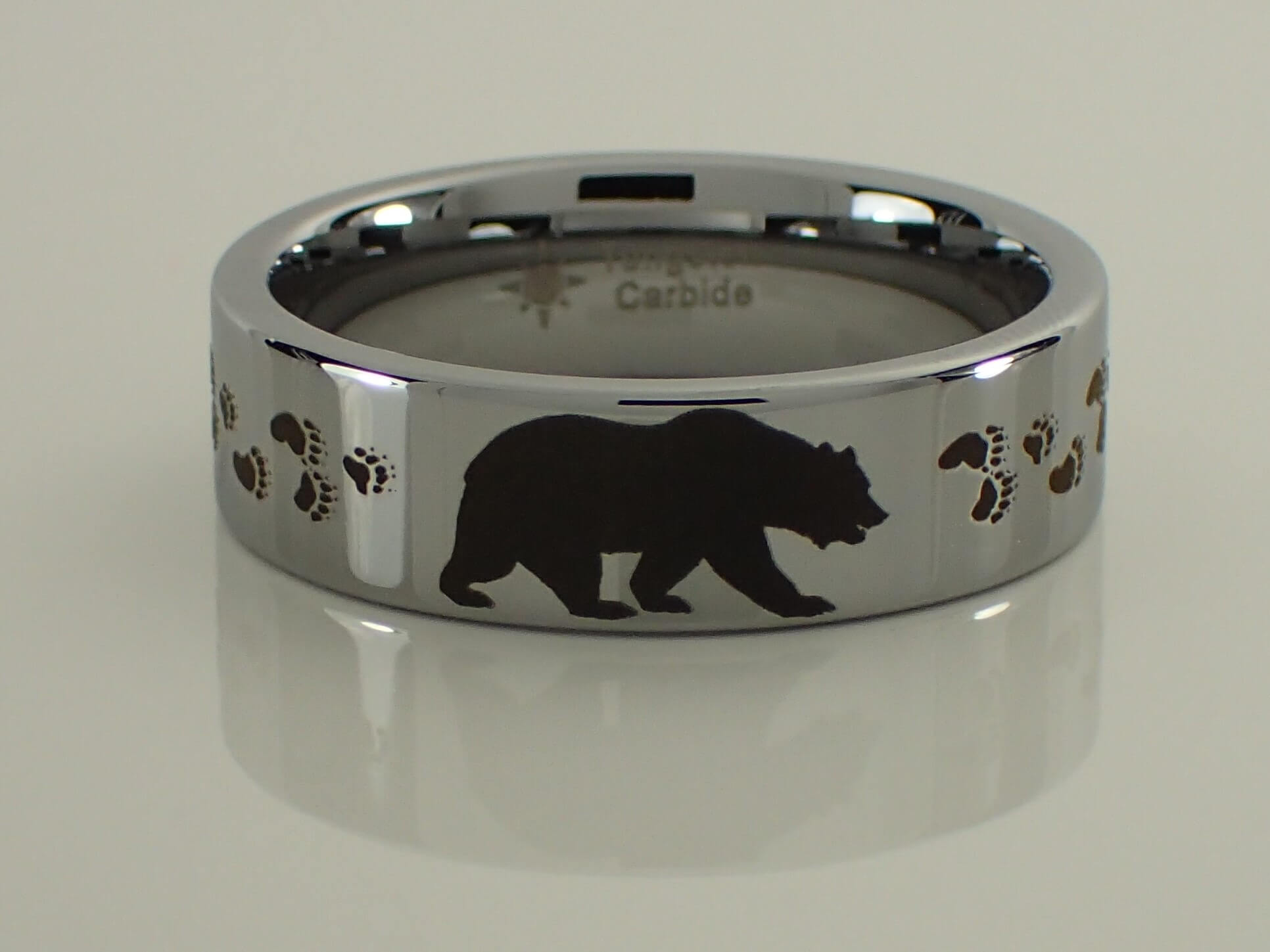 Tungsten Carbide Bear and Tracks Ring