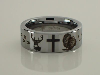 Tungsten Carbide Deer Cross Turkey Ring