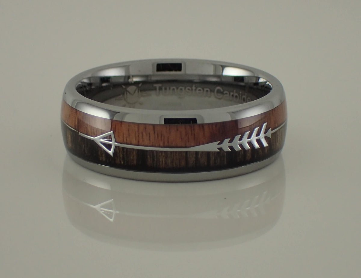 Tungsten Wood with Arrow Inlay Ring - My Shinies