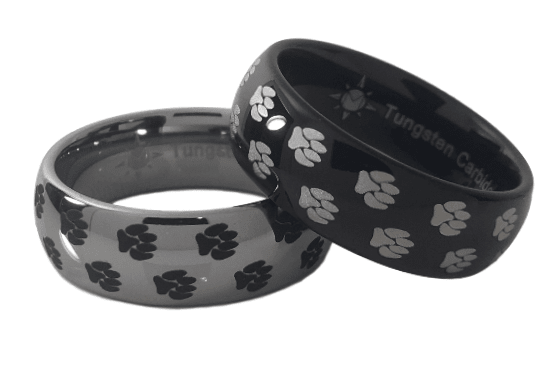 Paw Print Tungsten Dome Ring