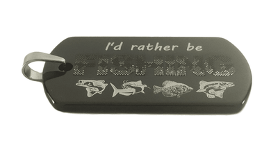 I'd Rather Be Fishing Tungsten Dog Tag Necklace
