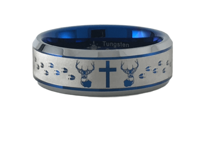 Tungsten Buck Cross Buck ring