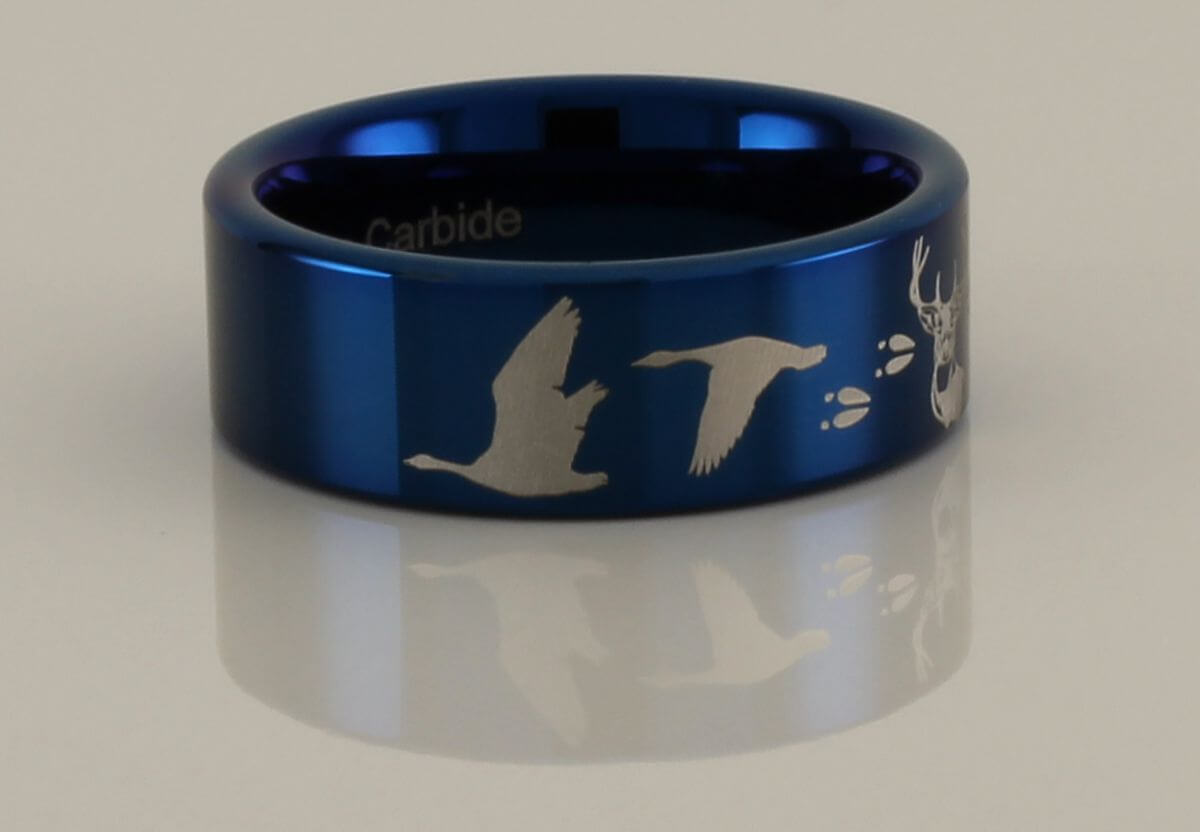 Geese Deer Walleye Tungsten Ring