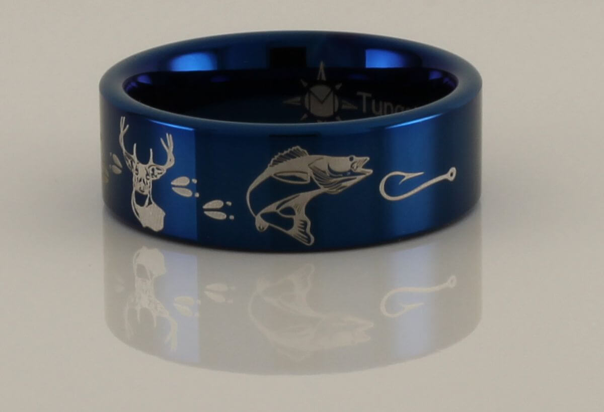 Geese Deer Walleye Tungsten Ring