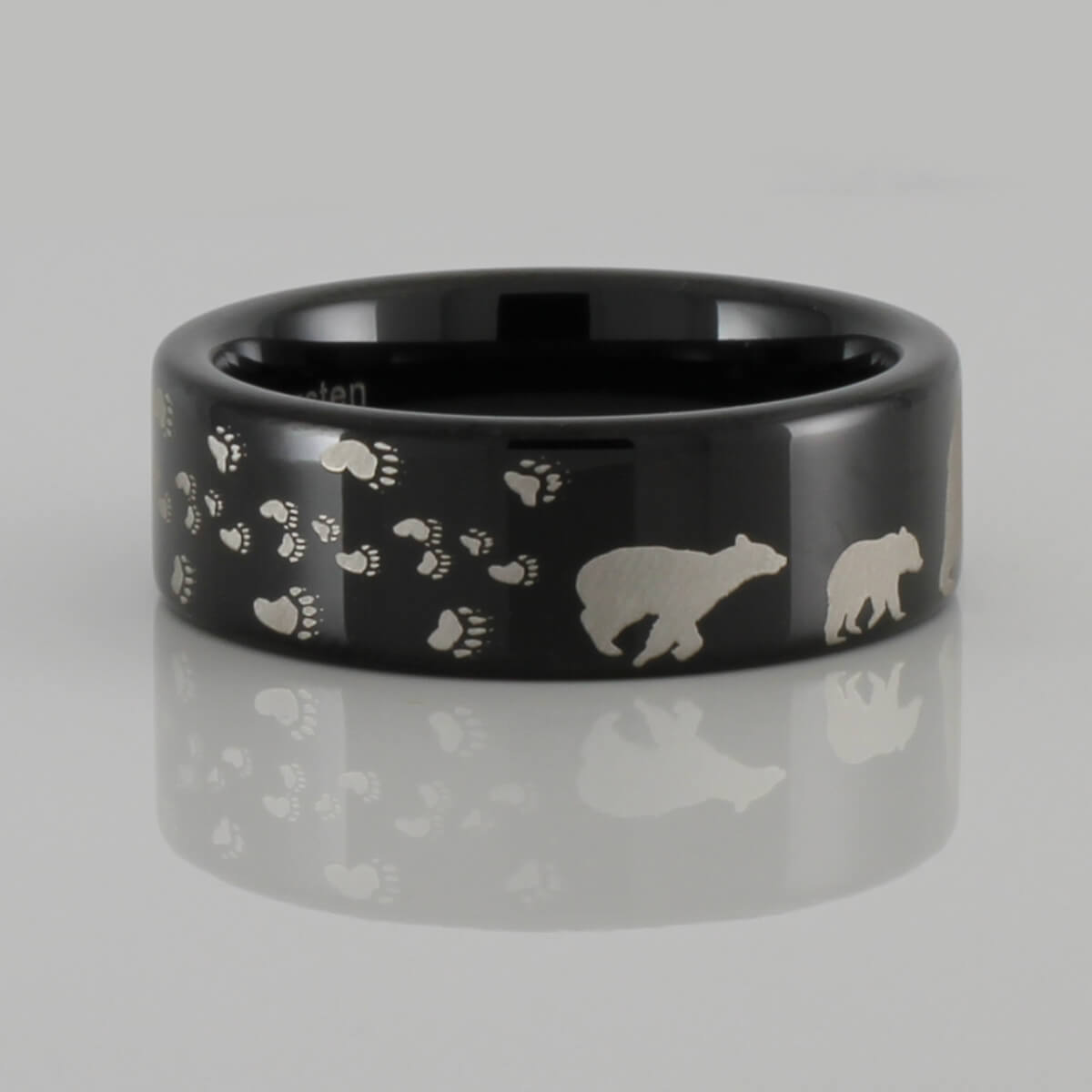 Tungsten Bear and Cubs Ring