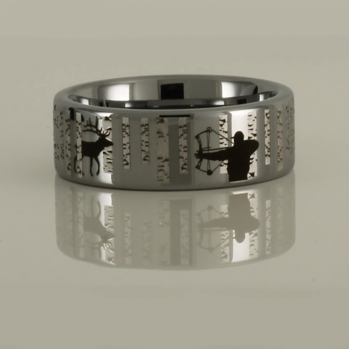 Tungsten Elk Bowhunting Ring With Birch Trees