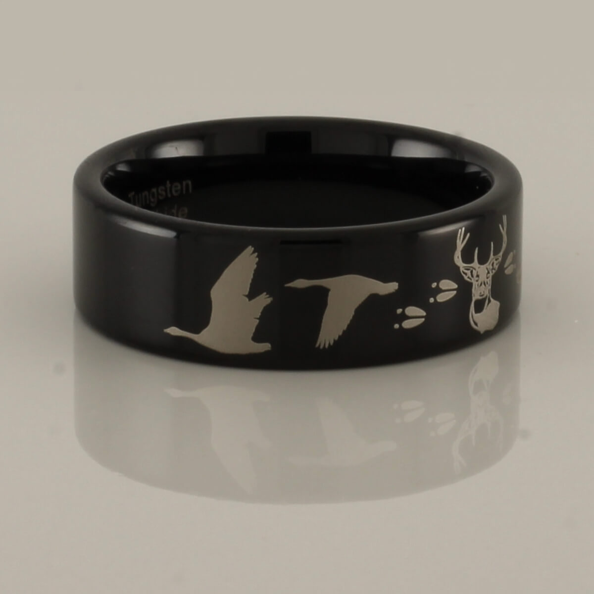 Geese Deer Walleye Tungsten Ring
