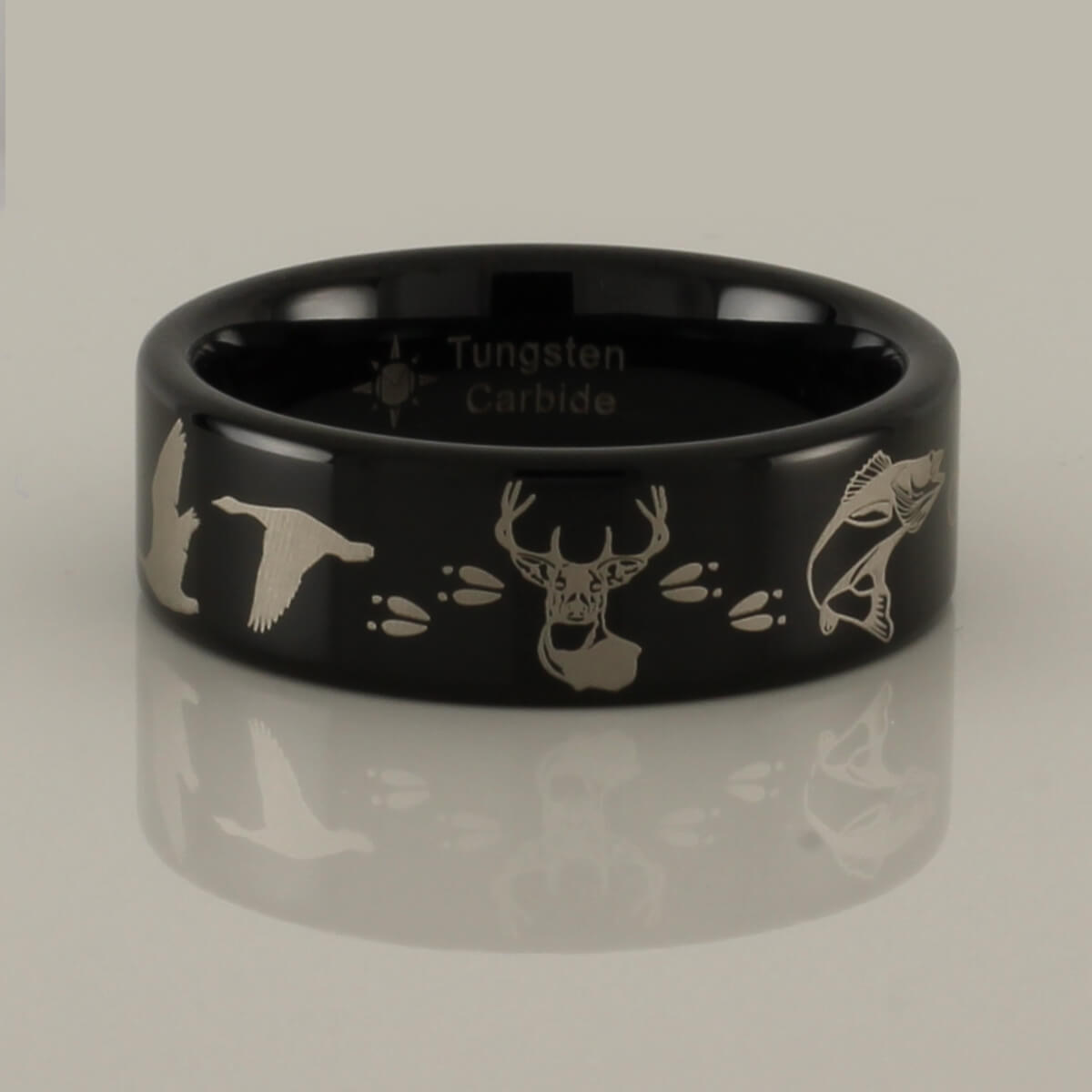 Geese Deer Walleye Tungsten Ring