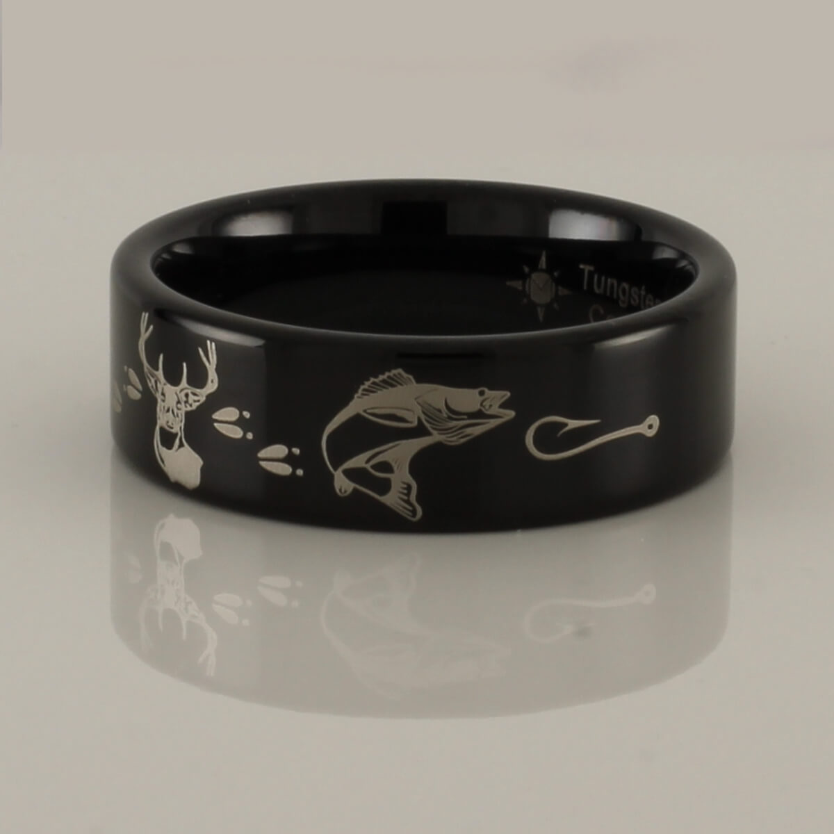 Geese Deer Walleye Tungsten Ring