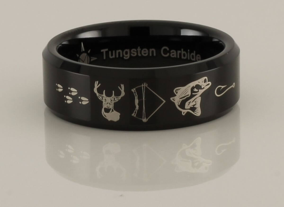Tungsten Carbide Deer Bow Fish Ring